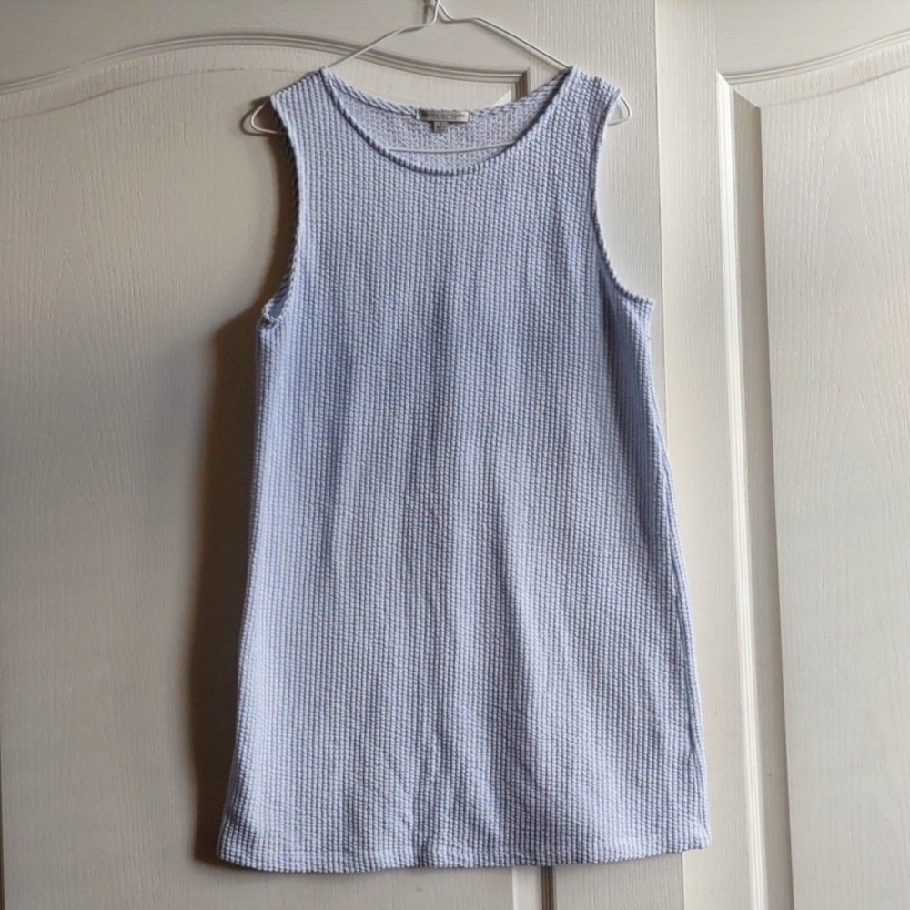 Green Envelope, Blue and White Mini Cotton Dress